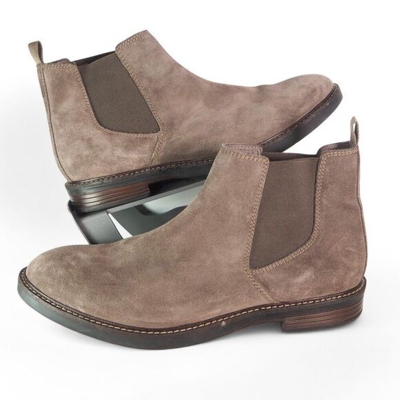Clarks Paulson Up Suede Pull-on Chelsea Boots Brown Men's 13 - Picture 1 of 12